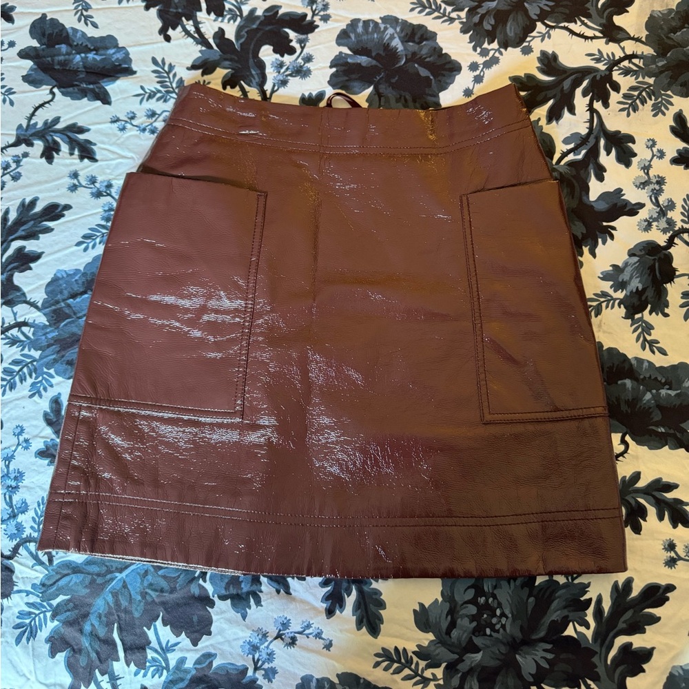 Anthropologie Maroon Pleather Mini Skirt